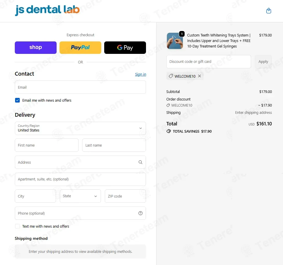 JS Dental Lab coupon code: 10% off with WELCOME10. Tested and valid as 2 weeks ago.