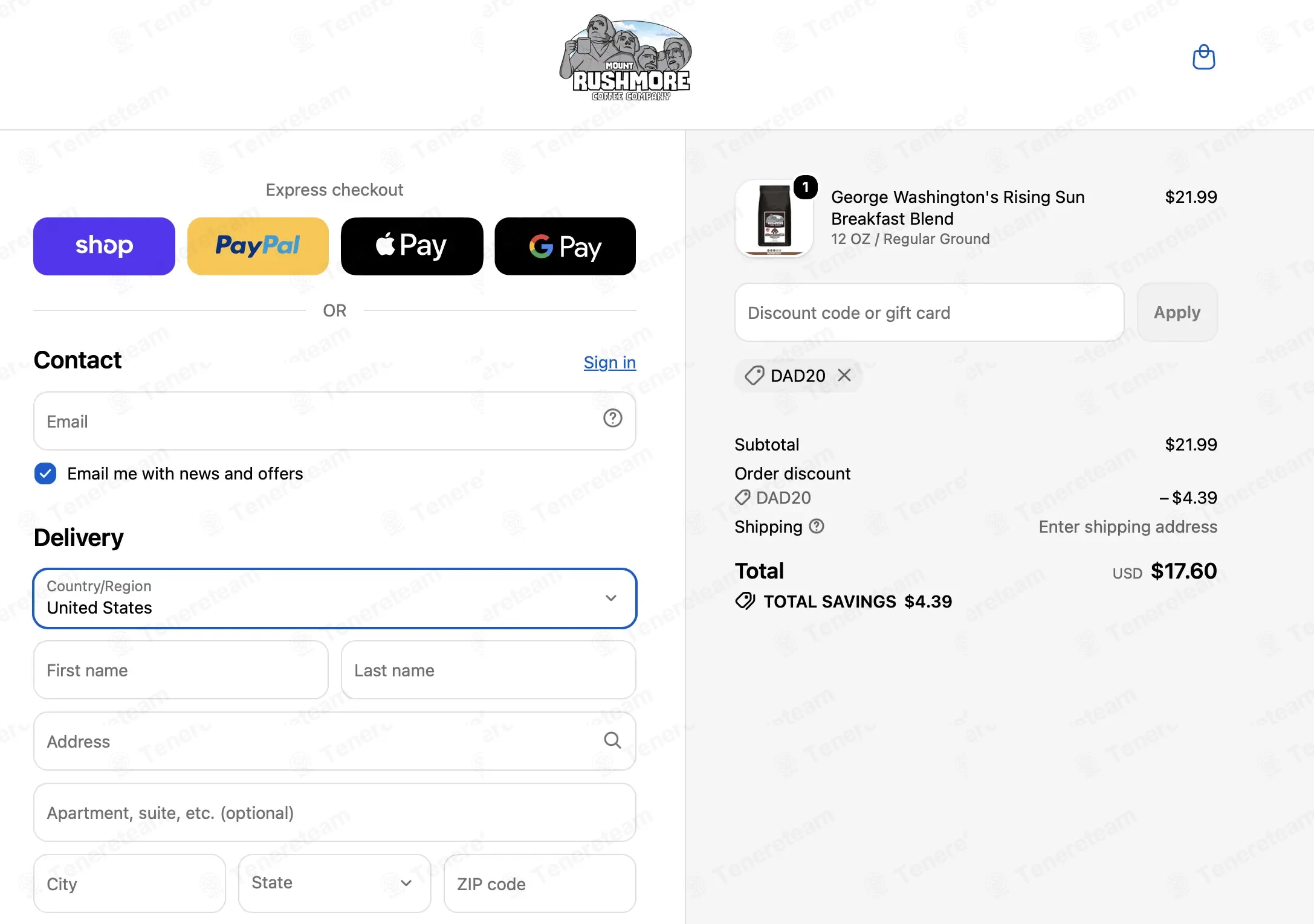 Mount Rushmore Coffee coupon code verified as working at checkout