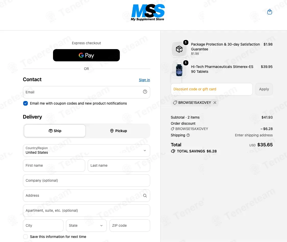 My Supplement Store coupon code: 15% off with BROWSE15AXOVEY. Tested and valid as 1 month ago.