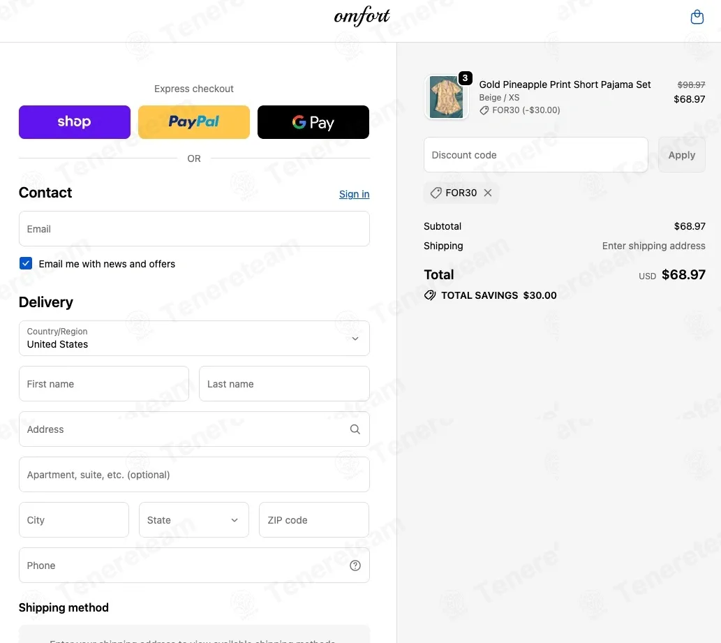 Omfort coupon code verified as working at checkout
