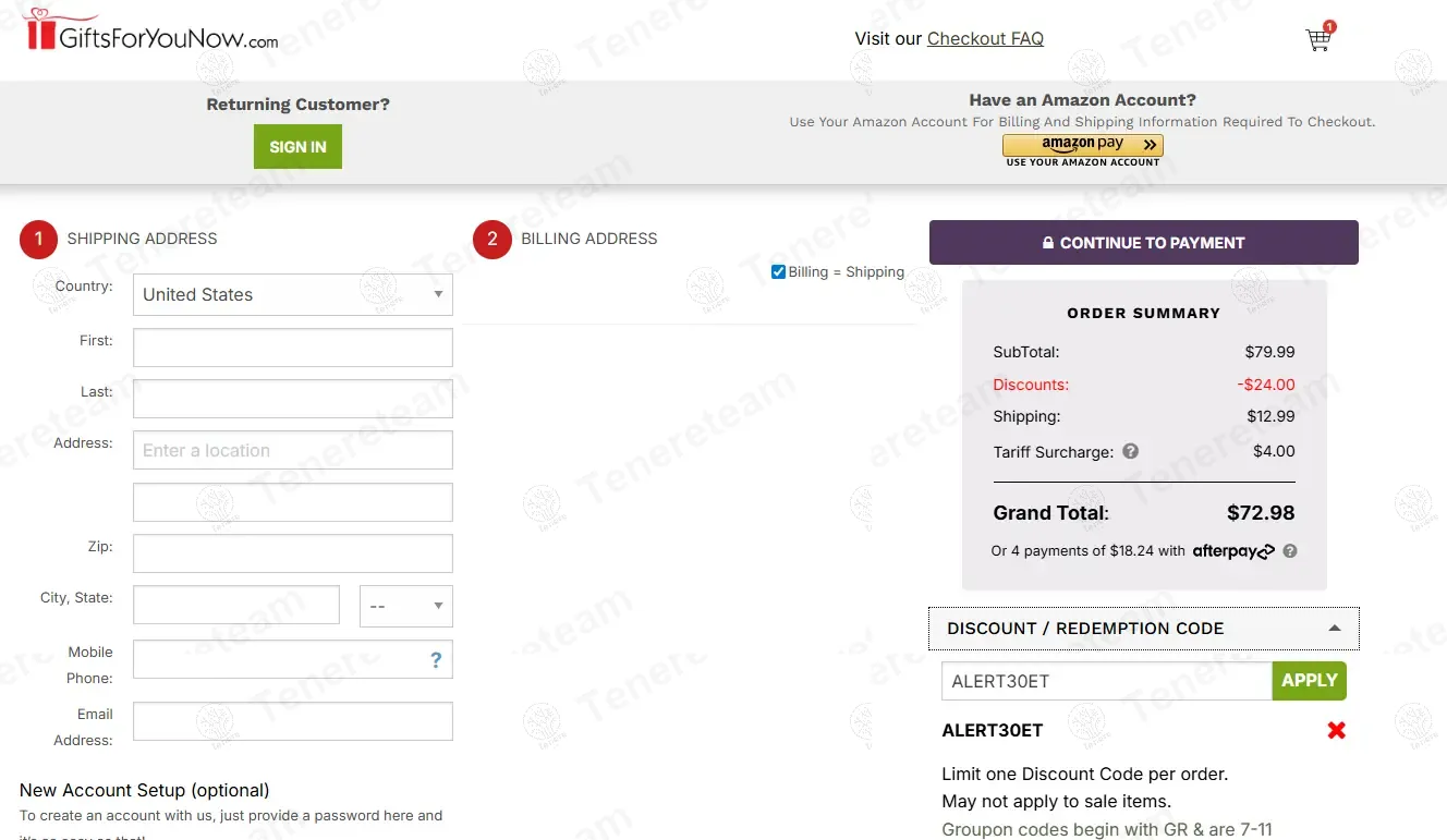 Gifts For You Now coupon code: 30% off with ALERT30ET. Tested and valid as 9 months ago.