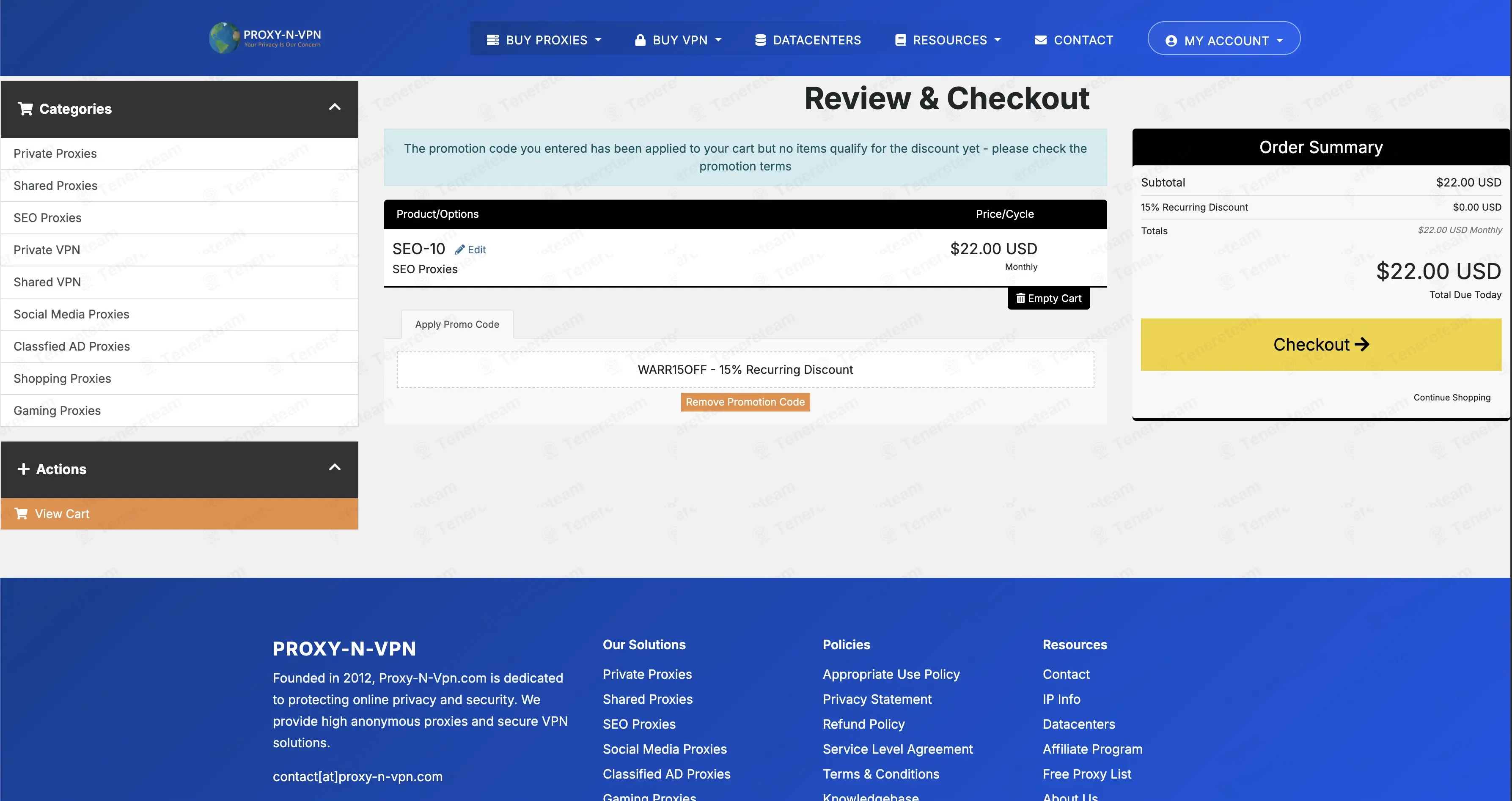 Proxy N VPN coupon code: 15% off with WARR15OFF. Tested and valid as 2 months ago.
