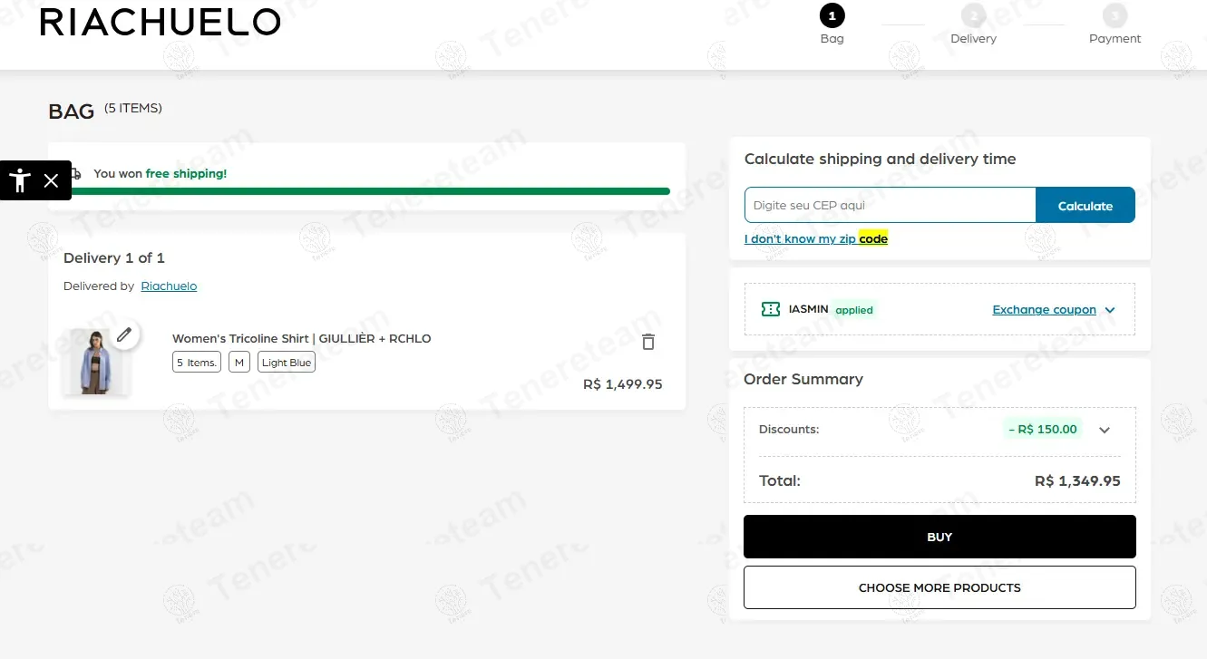 Riachuelo BR coupon code: $12 off with IASMIN. Tested and valid as 9 months ago.