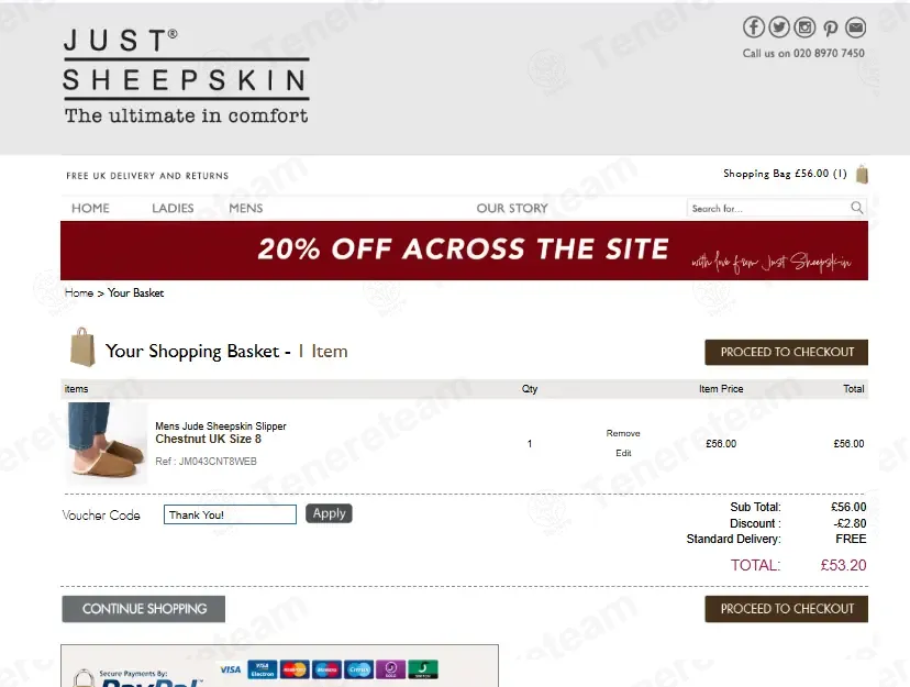 Just Sheepskin coupon code: 5% off with COSY5. Tested and valid as 7 months ago.