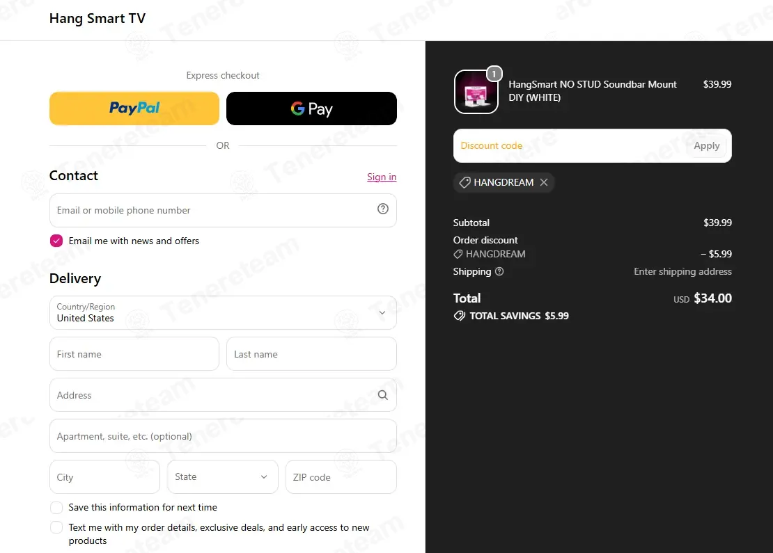Hang Smart TV coupon code verified as working at checkout
