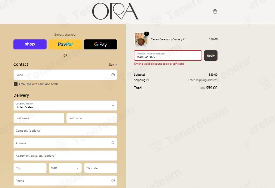 Ora Cacao coupon code: 10% off with MARISA10875. Tested and valid as 1 week ago.