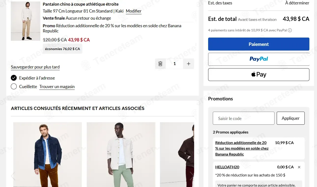 Banana Republic Canada coupon code: 20% off with HELLOATH20. Tested and valid as 2 weeks ago.