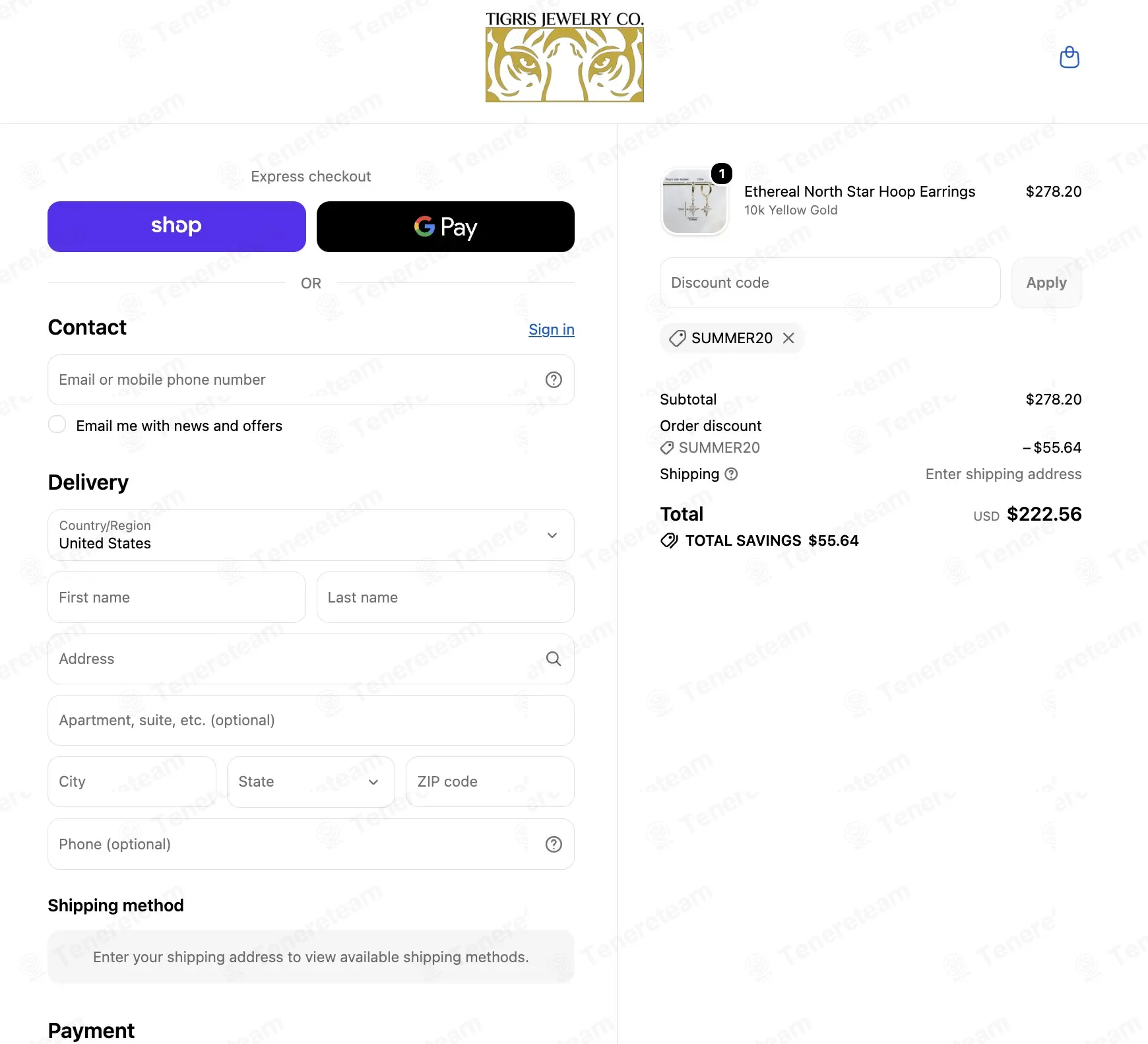 Tigris Jewelry Co coupon code: 20% off with SUMMER20. Tested and valid as 2 months ago.