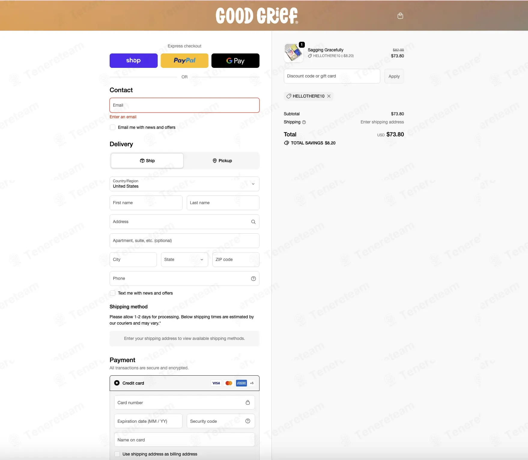 Shop Good Grief coupon code: 10% off with HELLOTHERE10. Tested and valid as 2 weeks ago.