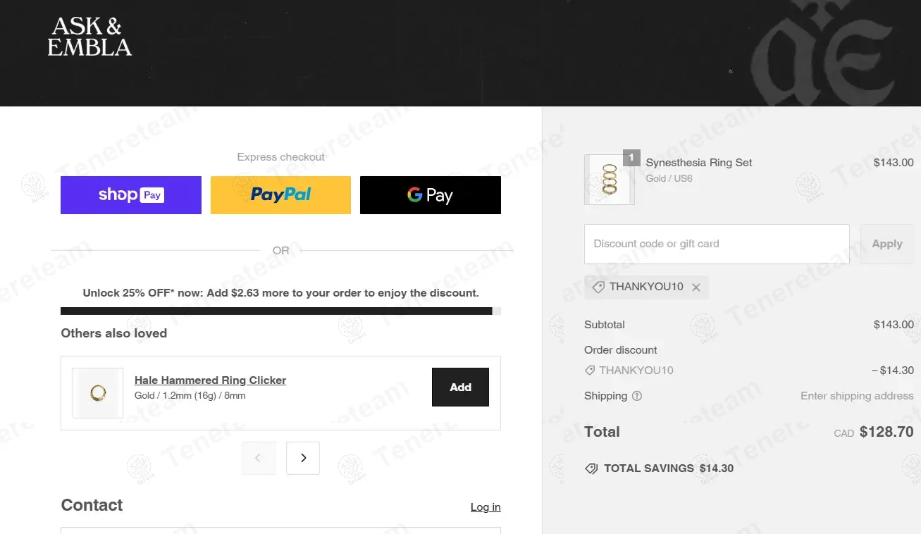 Ask And Embla coupon code: 10% off with THANKYOU10. Tested and valid as 1 year ago.