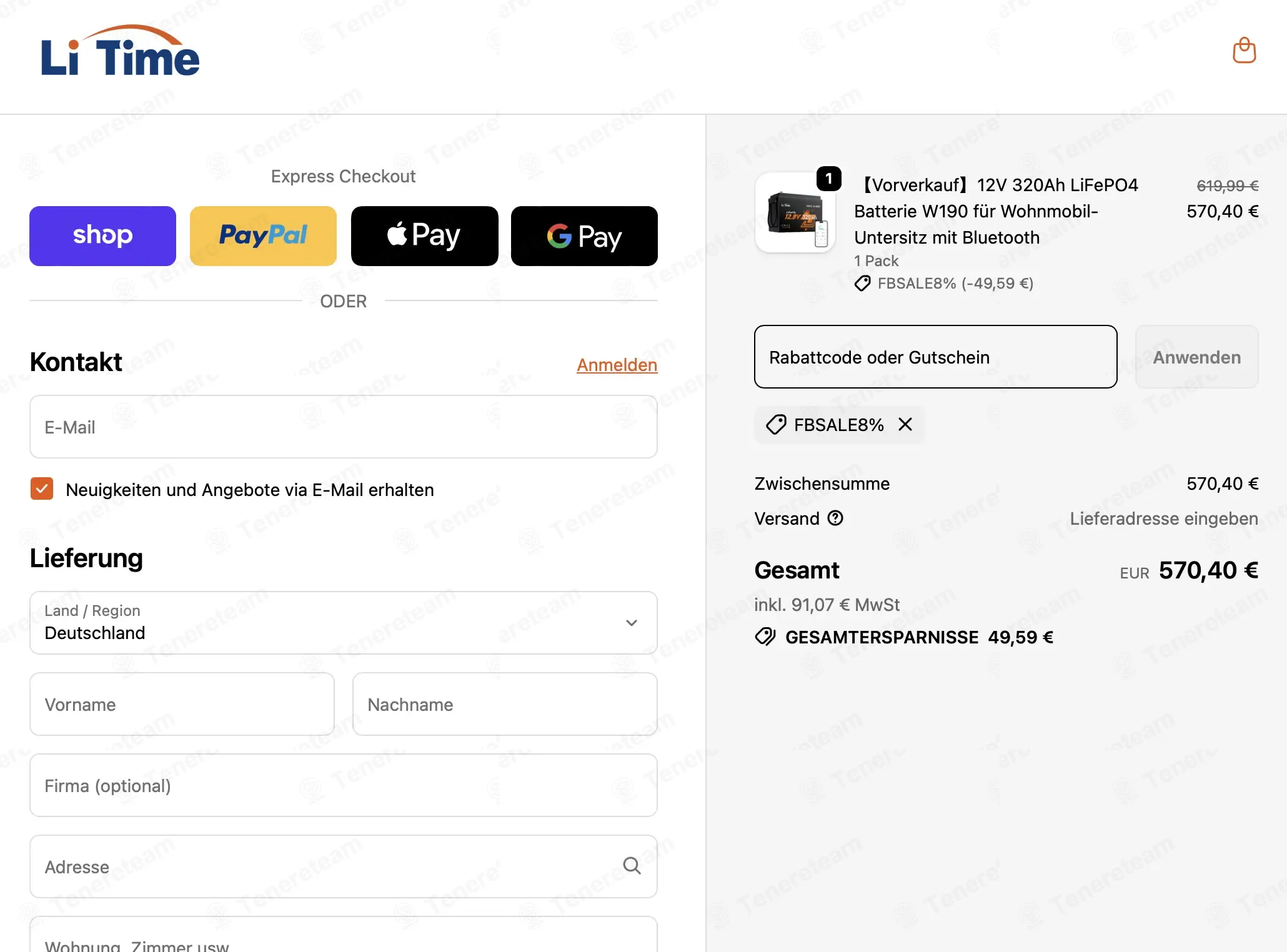 LiTime DE coupon code: 8% off with FBSALE8%. Tested and valid as 2 weeks ago.