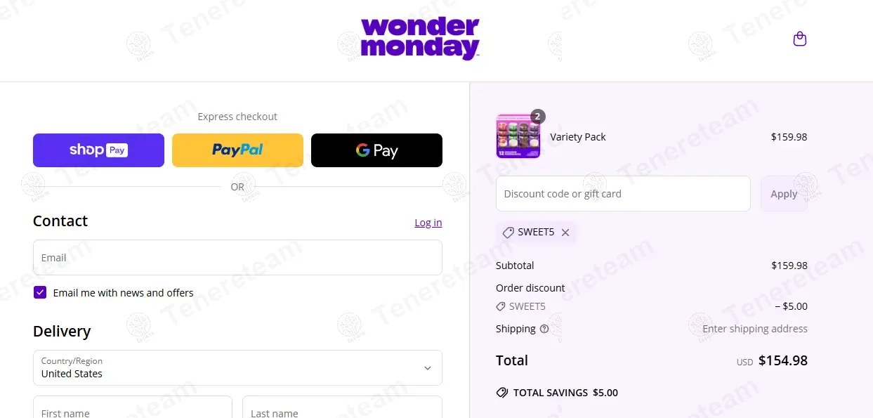 Wonder Monday coupon code: $5 off with SWEET5. Tested and valid as 1 year ago.