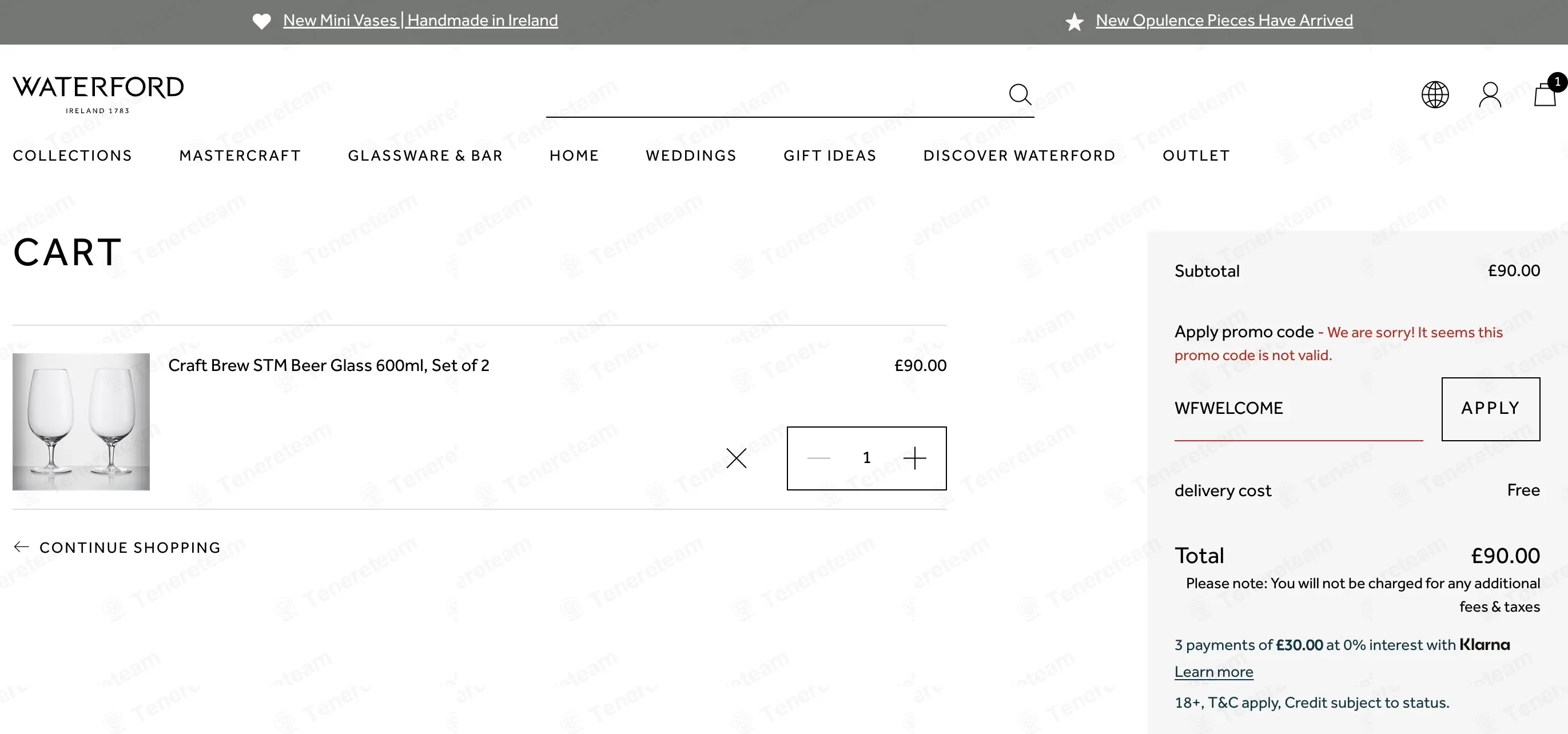 Waterford coupon code: 20% off with WFWELCOME. Tested and valid as 1 month ago.