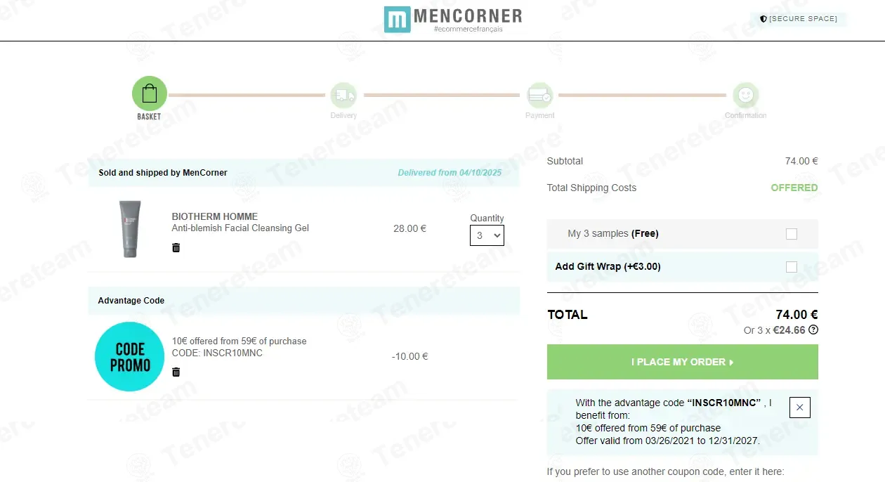Mencorner coupon code: €10 off with INSCR10MNC. Tested and valid as 1 month ago.