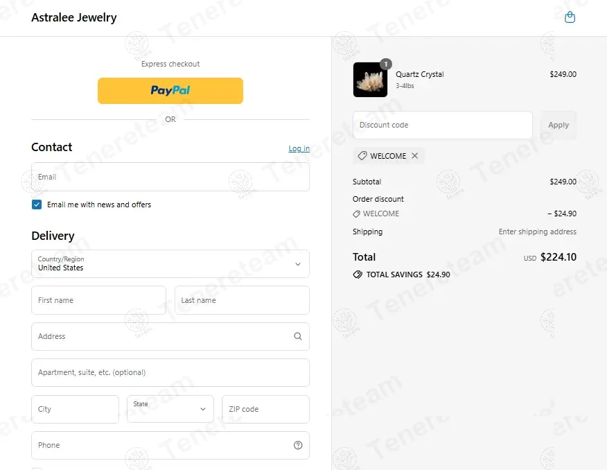 Astralee Jewelry coupon code: 10% off with WELCOME. Tested and valid as 11 months ago.