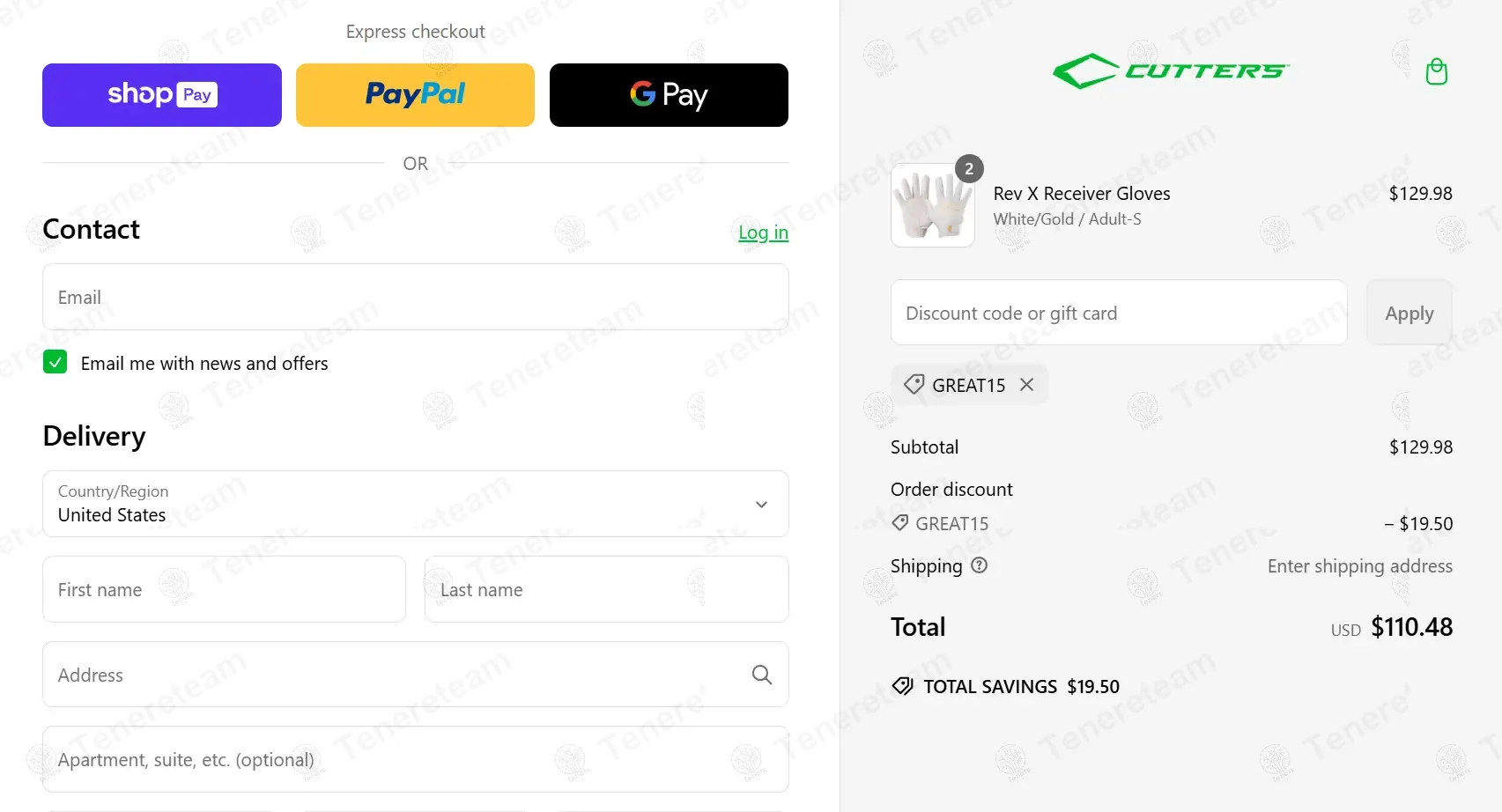 Cutters Sports coupon code: 15% off with GREAT15. Tested and valid as 1 year ago.