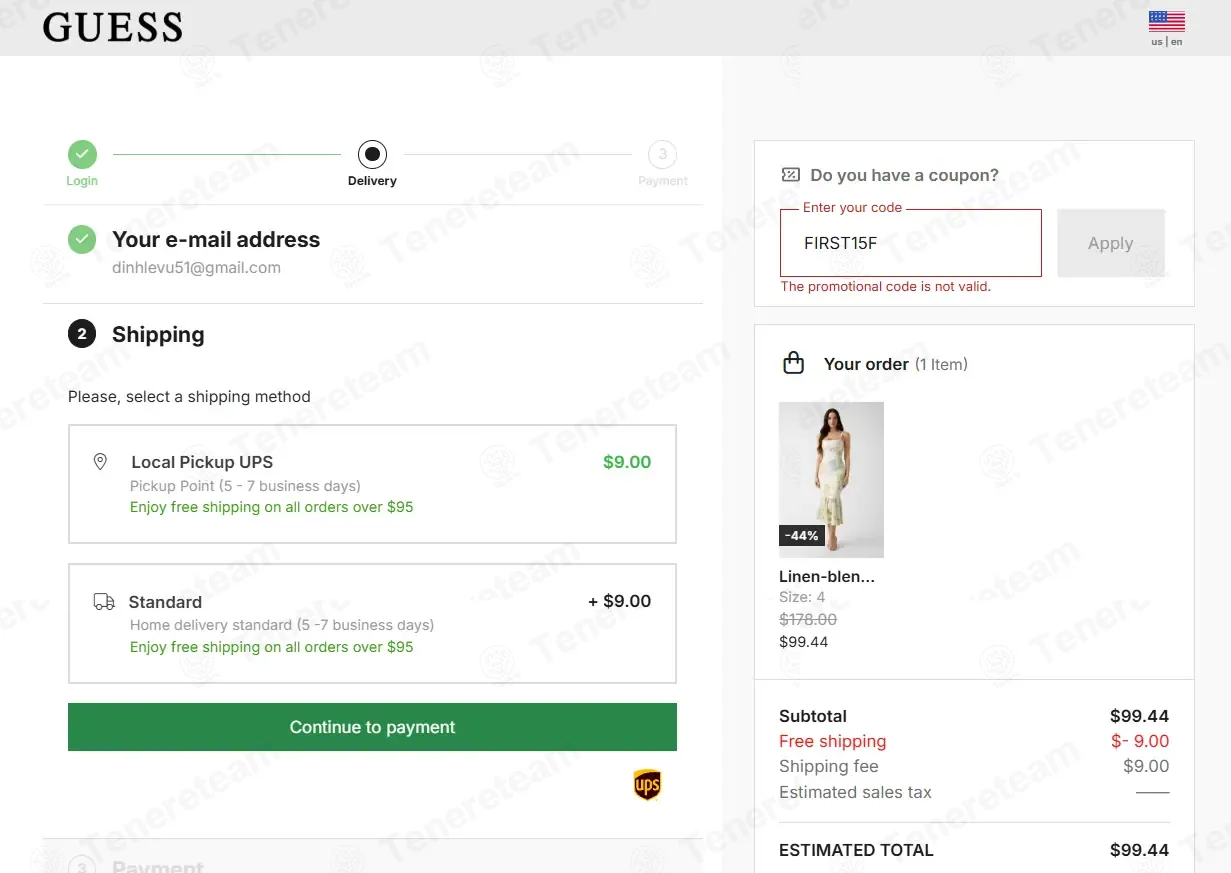 Guess Factory coupon code: 15% off with FIRST15F. Tested and valid as 6 days ago.