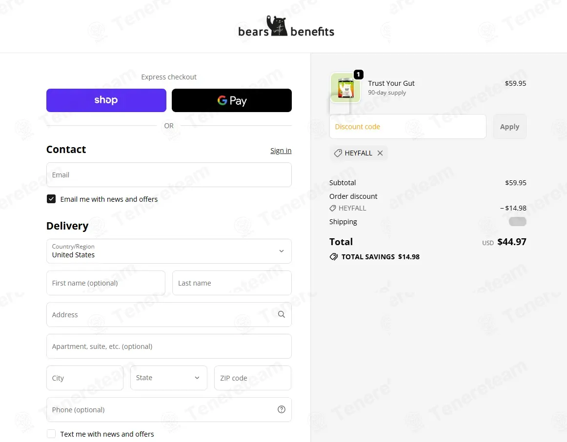 Bears with Benefits US coupon code: 25% off with HEYFALL. Tested and valid as 1 month ago.