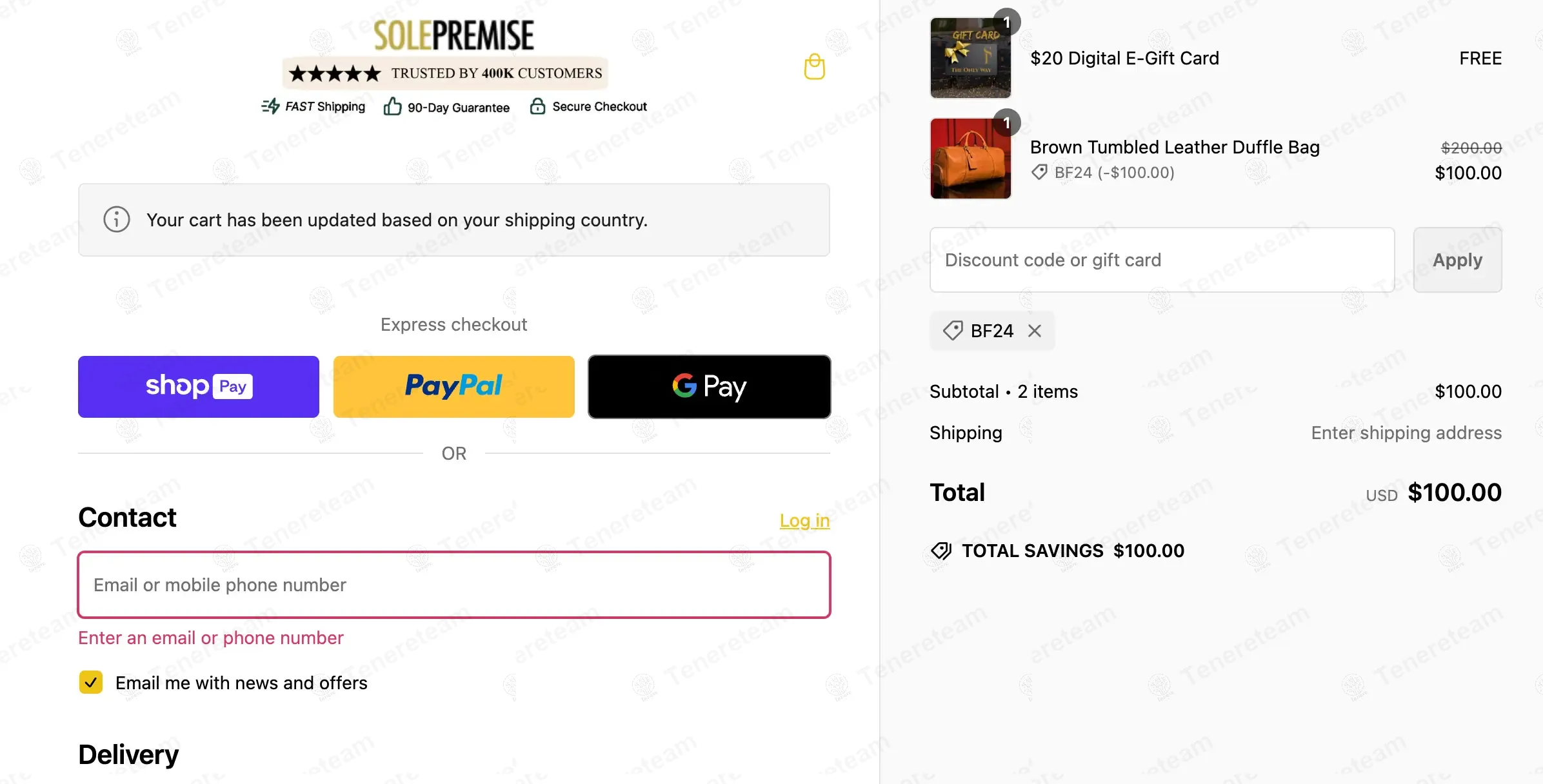 Sole Premise apply coupon code