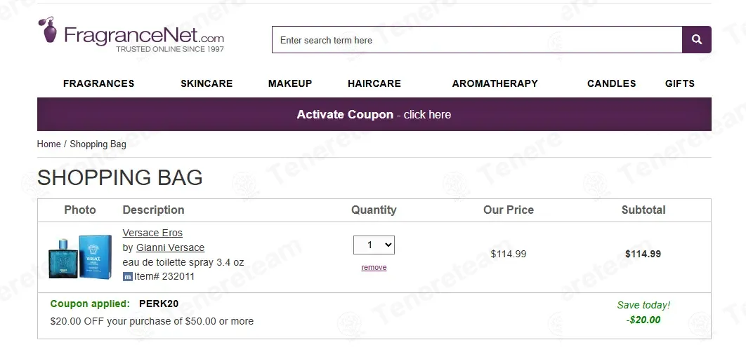 FragranceNet coupon code: $20 off with PERK20. Tested and valid as 1 month ago.