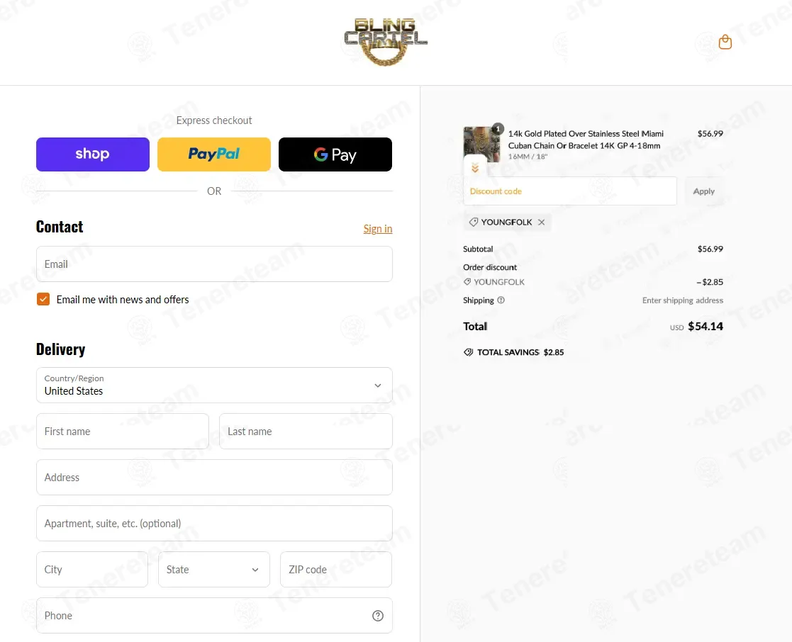 Bling Cartel apply coupon code