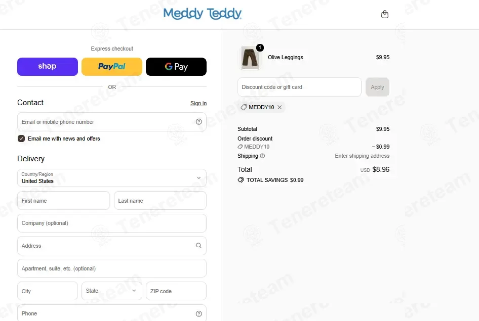 Meddy Teddy coupon code: 10% off with MEDDY10. Tested and valid as 3 weeks ago.
