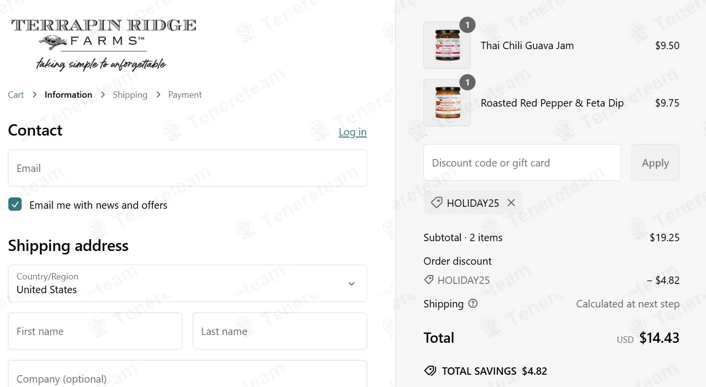 Terrapin Ridge Farms apply coupon code