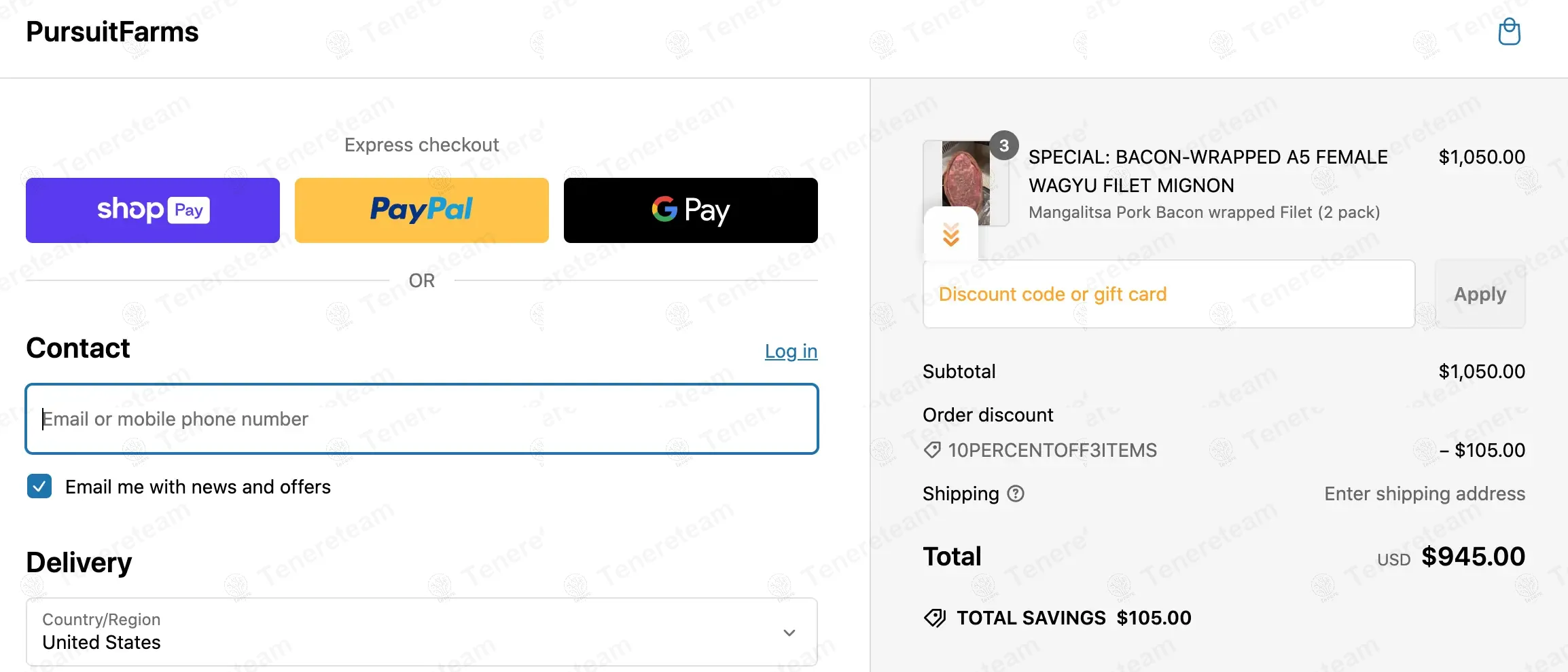 Pursuit Farms coupon code: 10% off with 10PERCENTOFF3ITEMS. Tested and valid as 1 year ago.