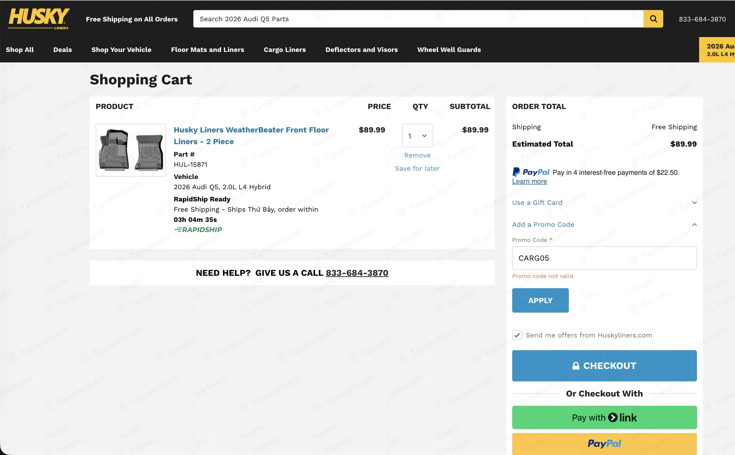 Husky Liners coupon code: 5% off with CARG05. Tested and valid as 5 months ago.
