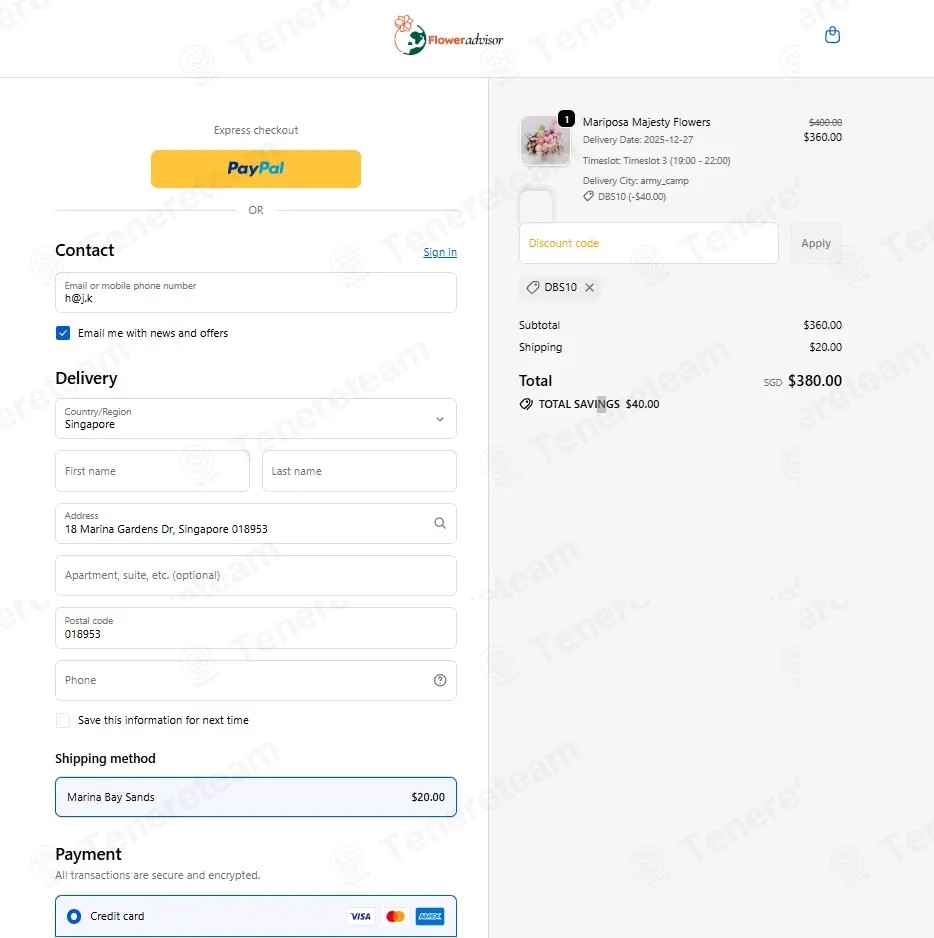 FlowerAdvisor SG coupon code: 10% off with DBS10. Tested and valid as 5 months ago.