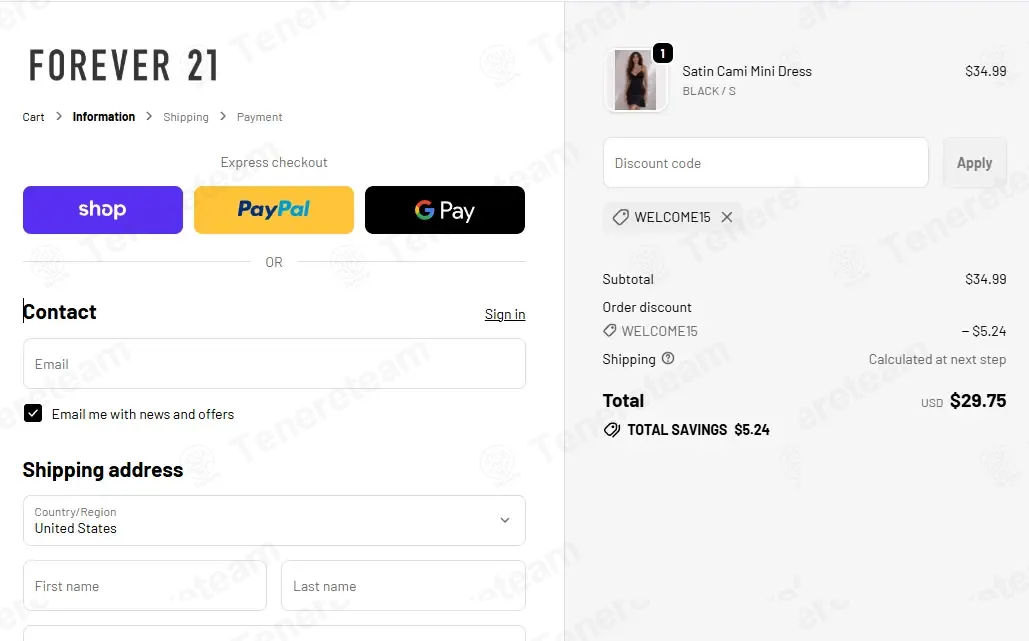 Forever 21 coupon code: 15% off with WELCOME15. Tested and valid as 3 months ago.