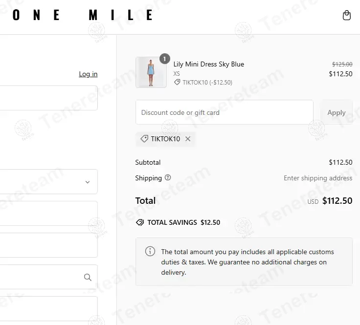 One Mile The Label coupon code: 10% off with TIKTOK. Tested and valid as 9 months ago.
