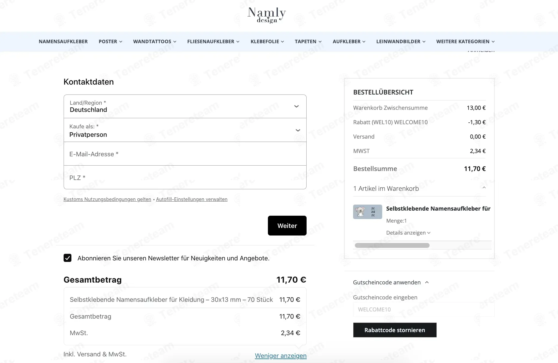 Namly Design coupon code: 10% off with WELCOME10. Tested and valid as 2 months ago.