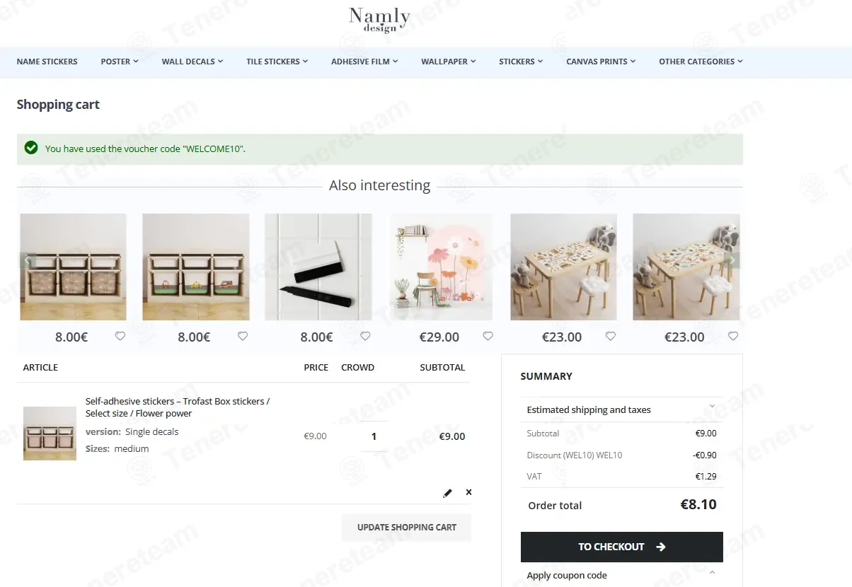 Namly Design coupon code: 10% off with WELCOME10. Tested and valid as 2 months ago.