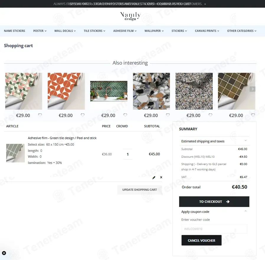 Namly Design coupon code: 10% off with WELCOME10. Tested and valid as 2 months ago.