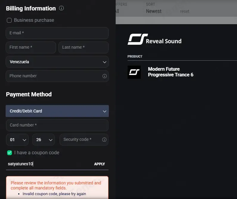 Reveal Sound coupon code: 3% off with satyatunes10. Tested and valid as 2 months ago.
