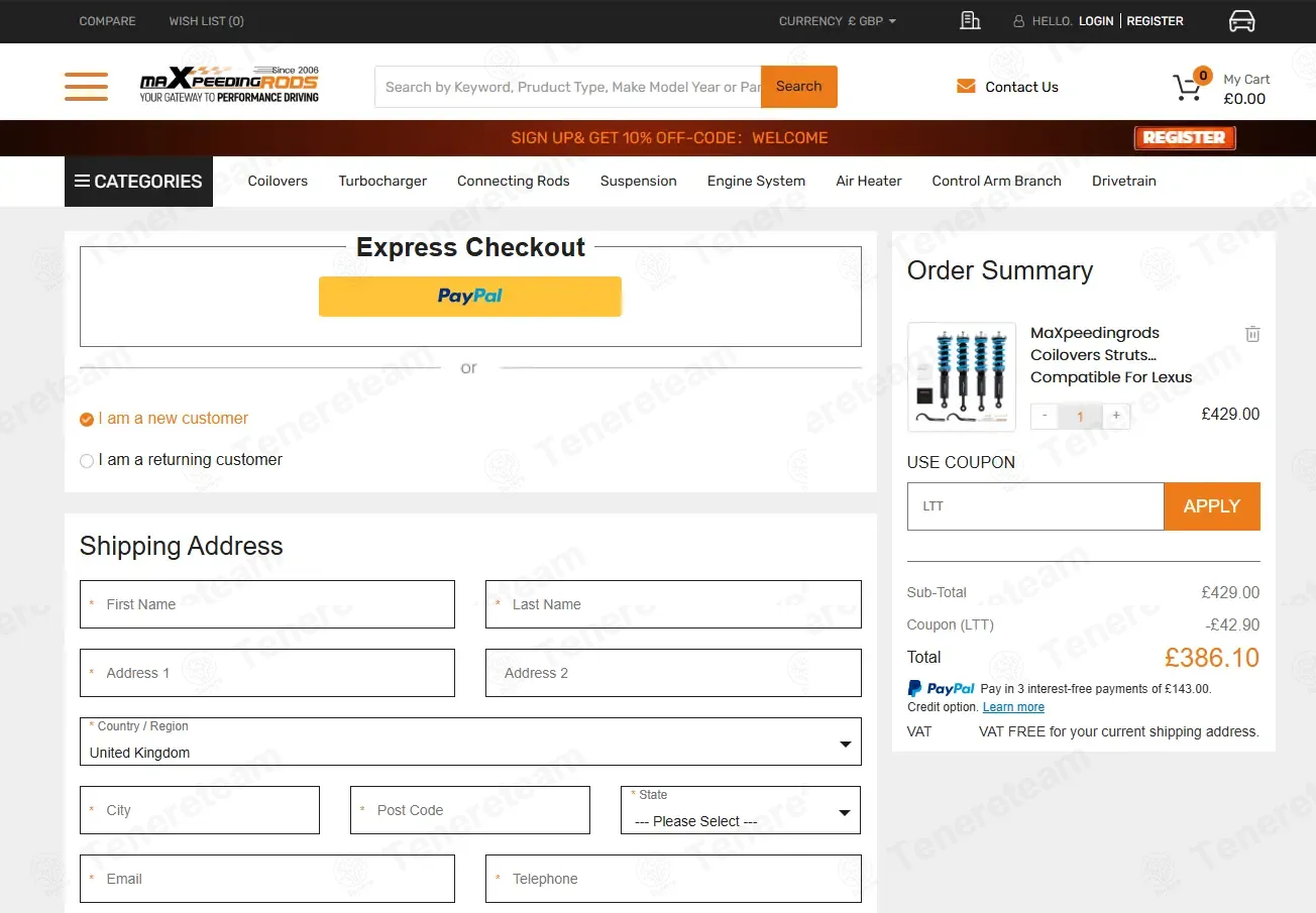 MaXpeedingRods UK coupon code: 10% off with LTT. Tested and valid as 5 days ago.
