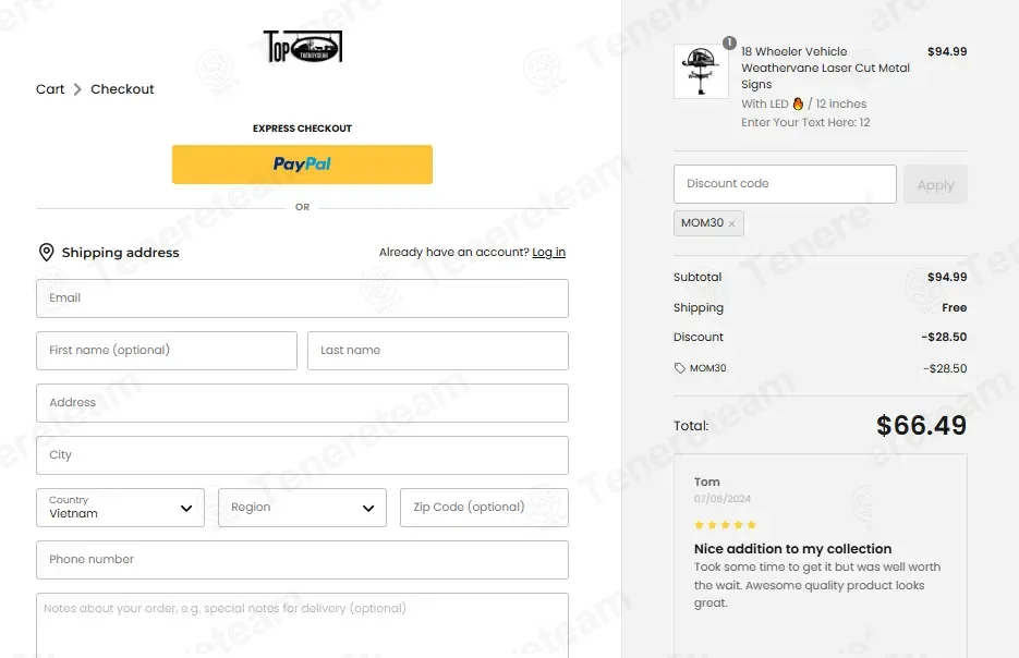 Toptrendygear coupon code: 30% off with MOM30. Tested and valid as 1 month ago.