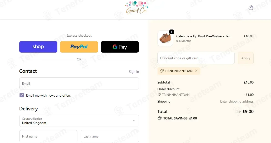 Goo And Co coupon code: 10% off with TRINHNHANTOAN. Tested and valid as 3 weeks ago.