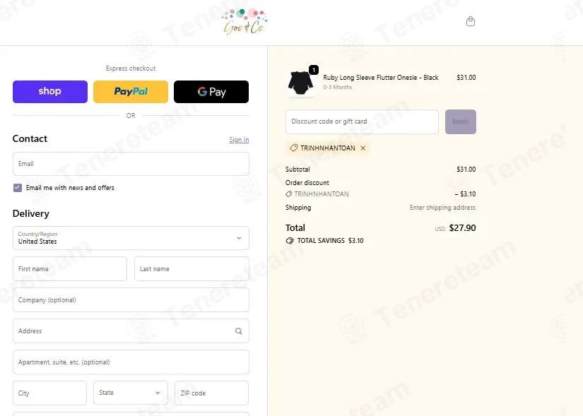 Goo And Co coupon code: 10% off with TRINHNHANTOAN. Tested and valid as 3 weeks ago.