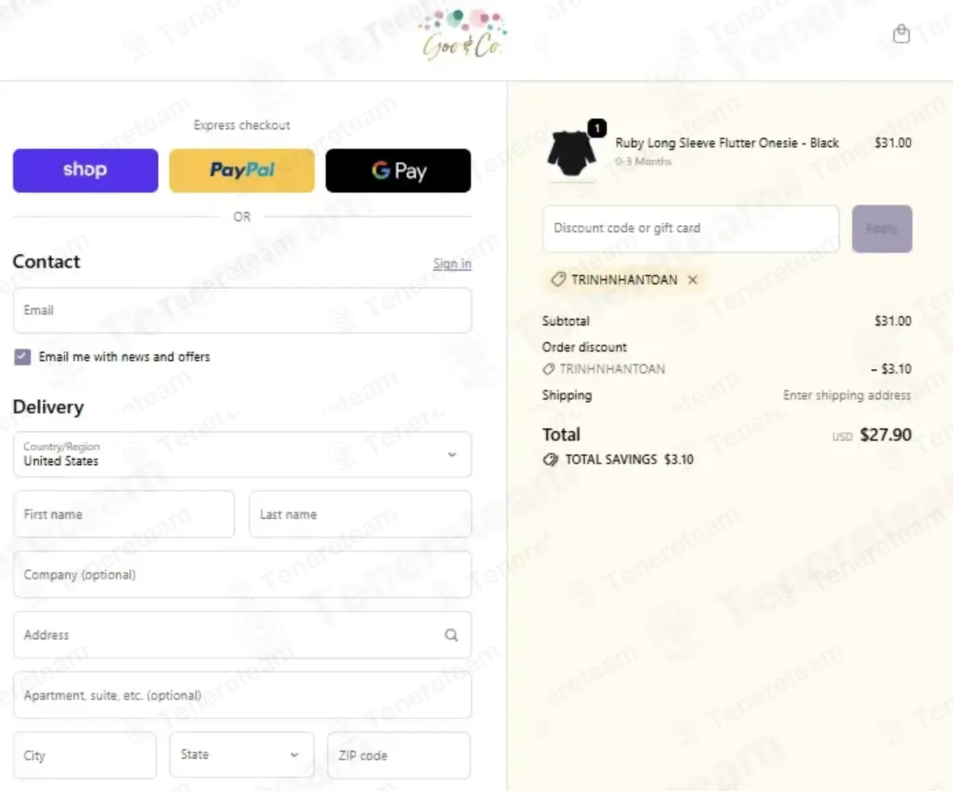 Goo And Co coupon code: 10% off with TRINHNHANTOAN. Tested and valid as 3 weeks ago.