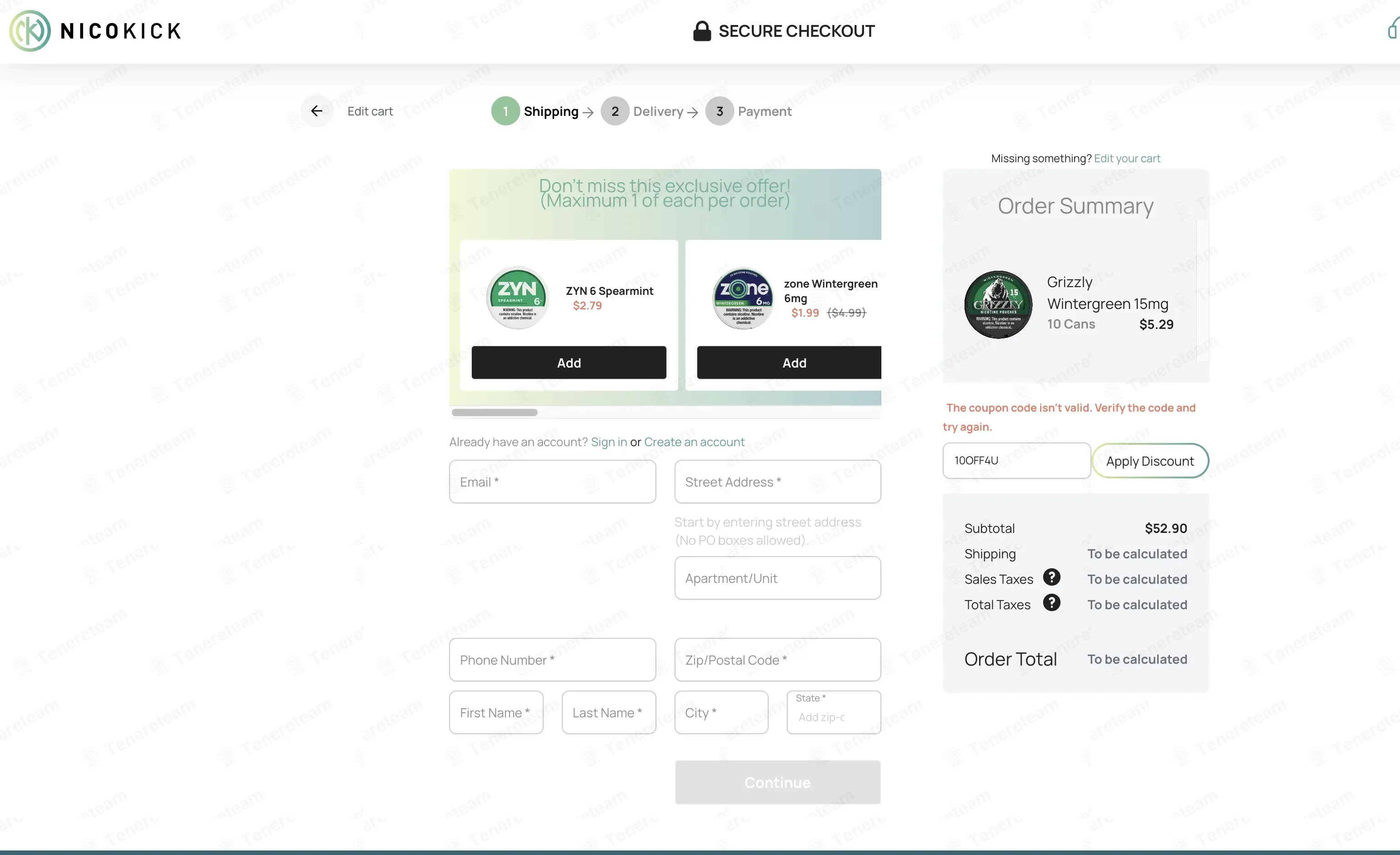 Nicokick coupon code: 10% off with 10OFF4U. Tested and valid as 3 months ago.