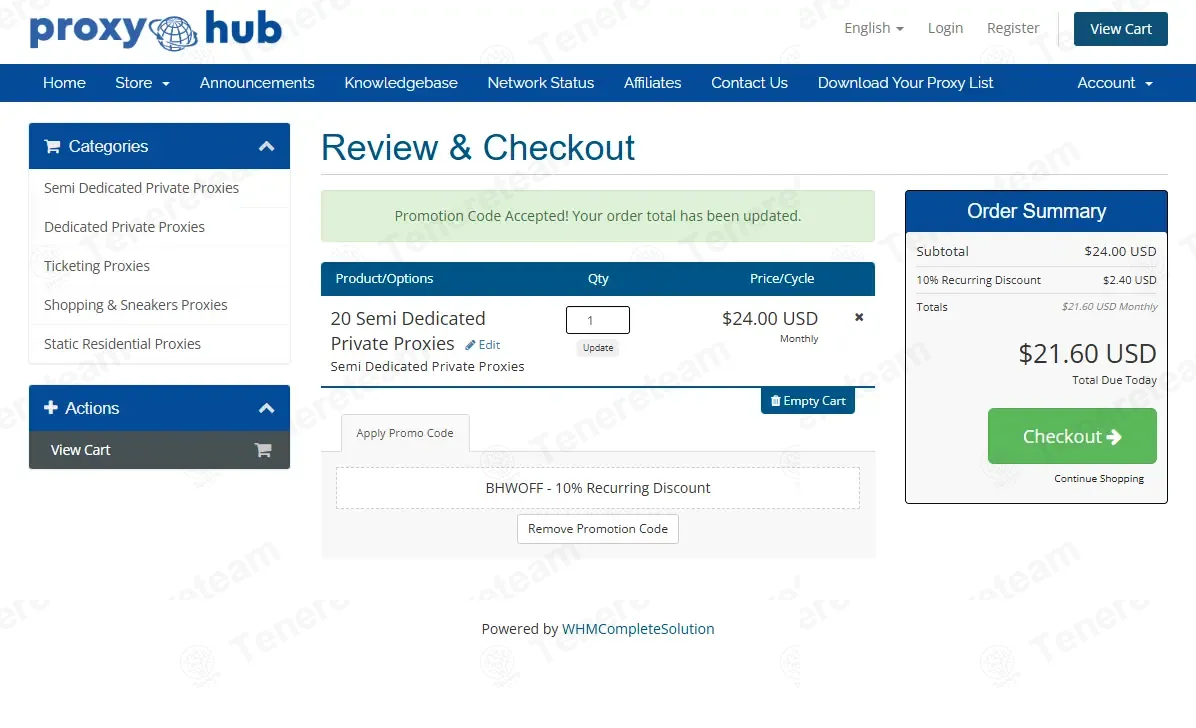 Proxy-Hub coupon code: 10% off with BHWOFF. Tested and valid as 4 weeks ago.