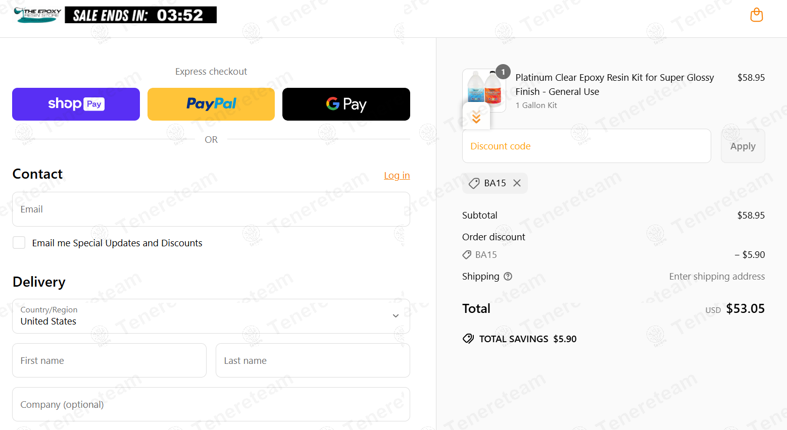 The Epoxy Resin Store coupon code: 10% off with BA15. Tested and valid as 1 year ago.