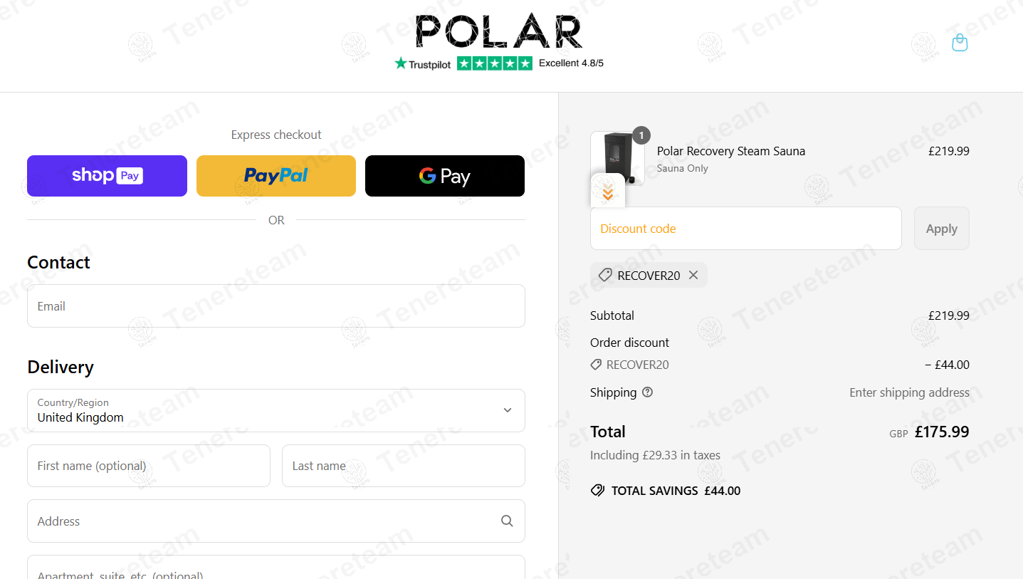 Polar-recovery coupon code: 20% off with RECOVER20. Tested and valid as 1 year ago.