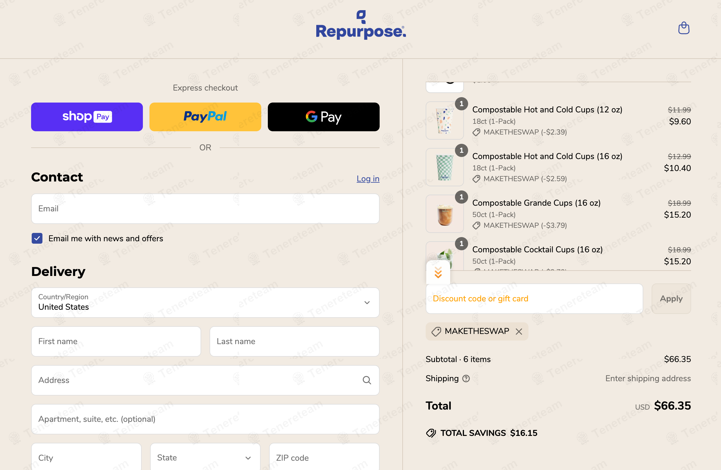 Repurpose coupon code: 20% off with MAKETHESWAP. Tested and valid as 1 year ago.