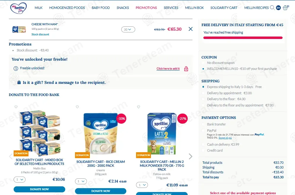 My Mellin Shop IT coupon code: €60 off with BENVENUTOMELLIN10. Tested and valid as 1 year ago.