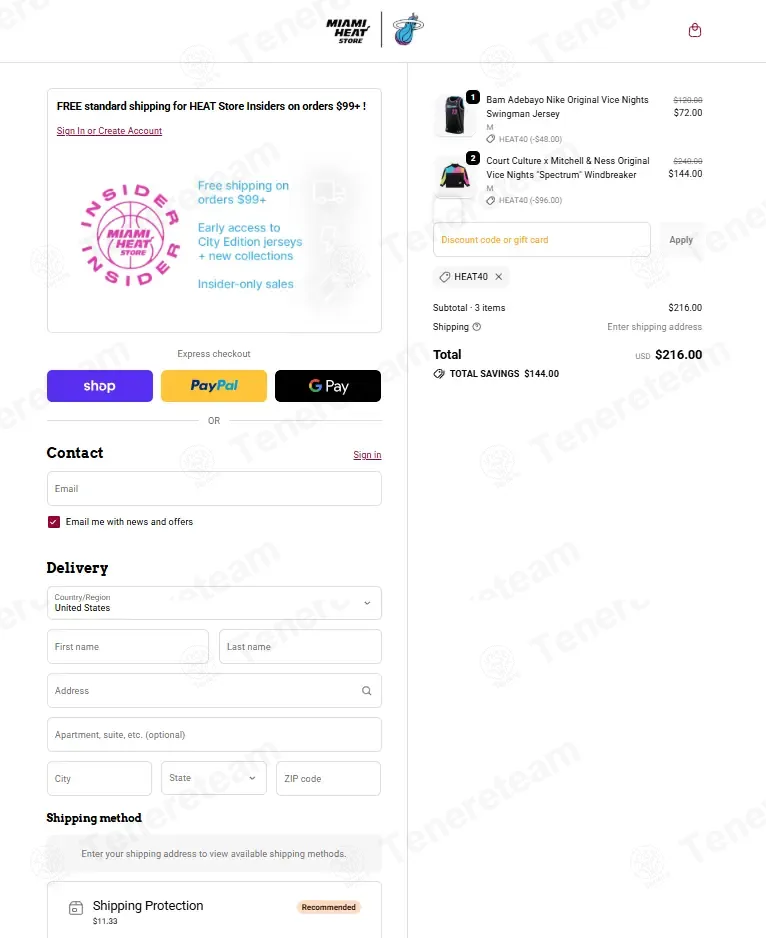 Miami HEAT Store apply coupon code