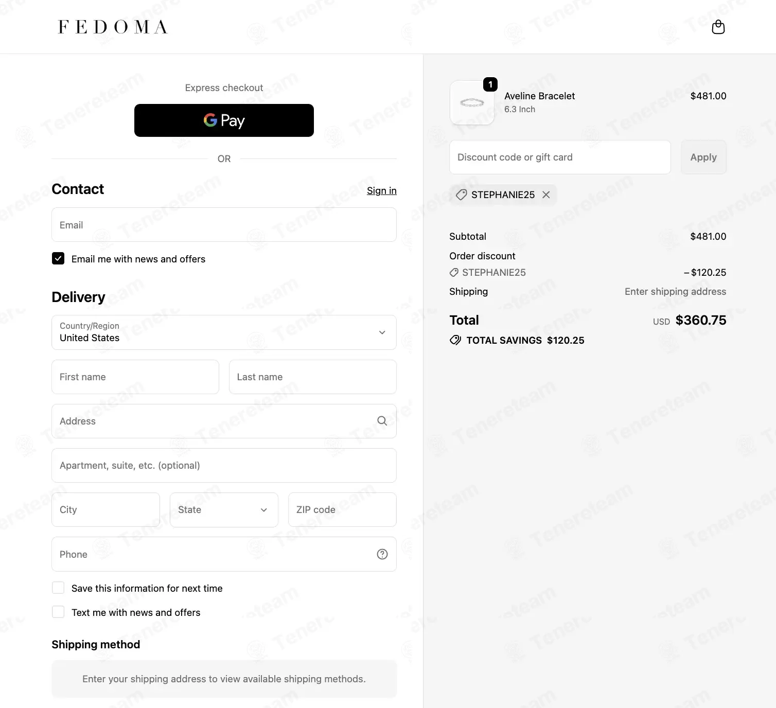 Fedoma Jewellery coupon code: 25% off with STEPHANIE25. Tested and valid as 2 weeks ago.