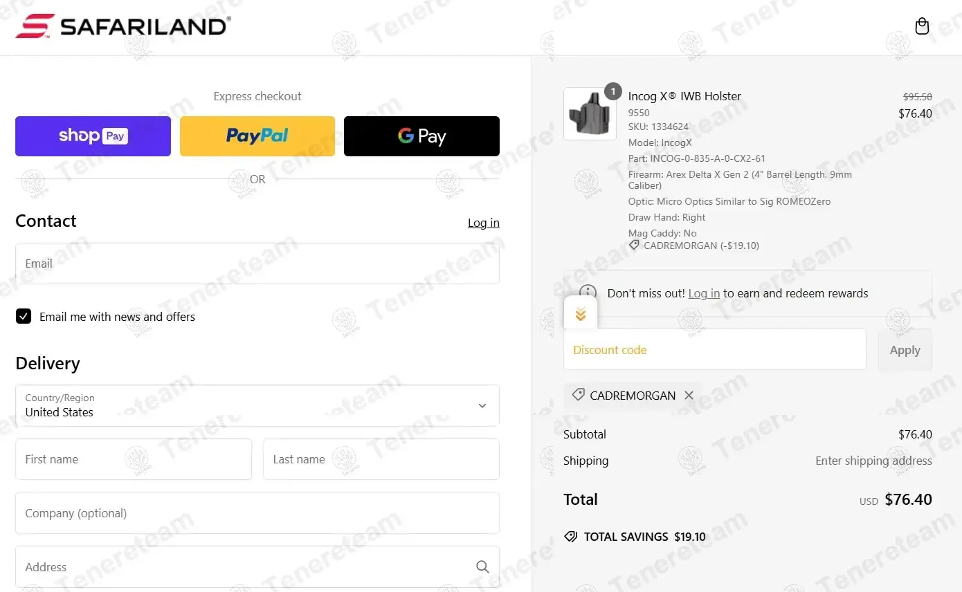 Safariland coupon code: 20% off with CADREMORGAN. Tested and valid as 2 months ago.
